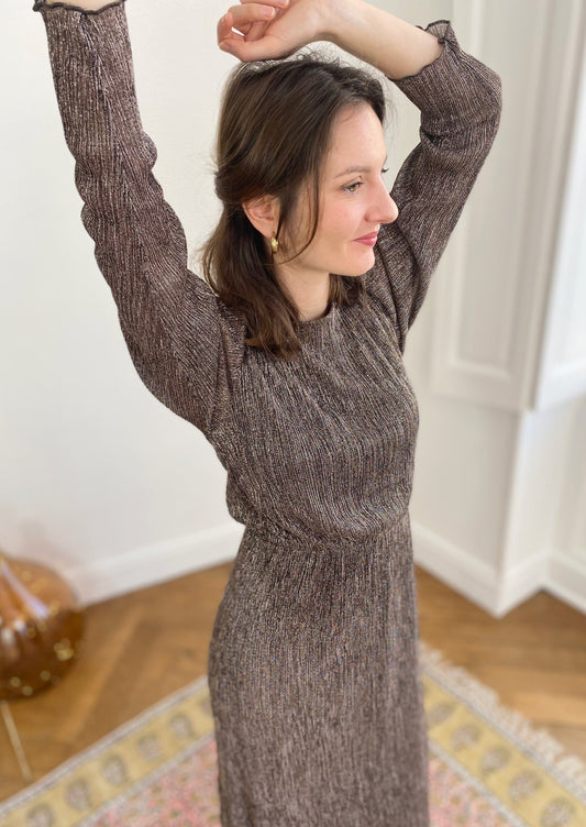 Robe VALENTINA lurex marron